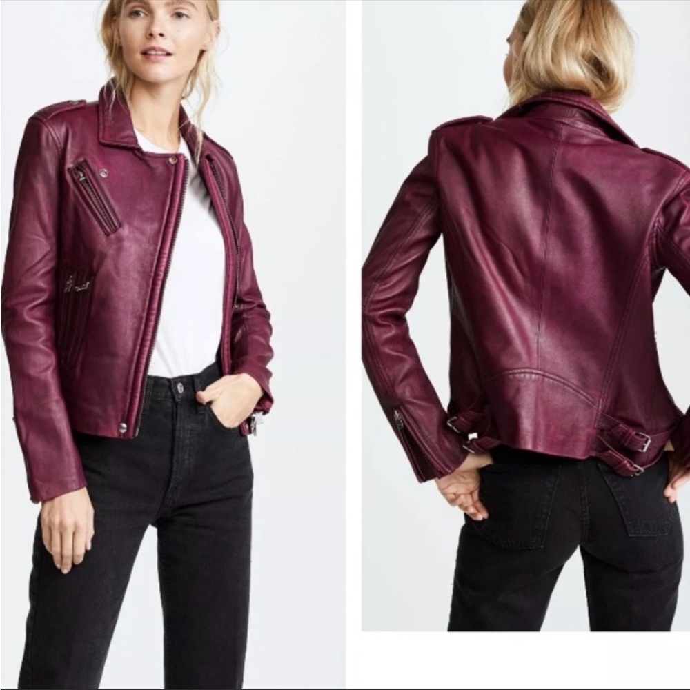 IRO Newhan Leather Moto Jacket Size 38 (small-medium)